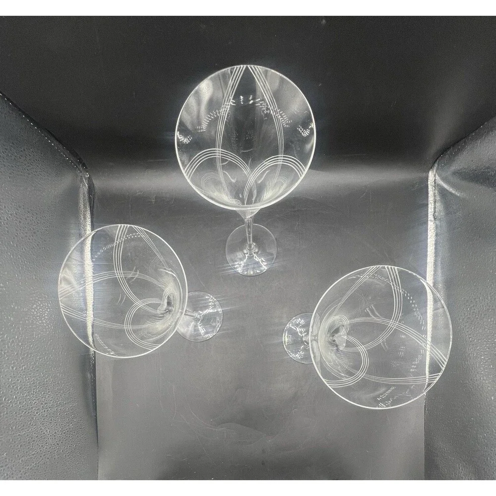 Fostoria Carmel Clear Wine Glasses Set of 3 Elegant Swirl Stem 9 1/8” Crystal